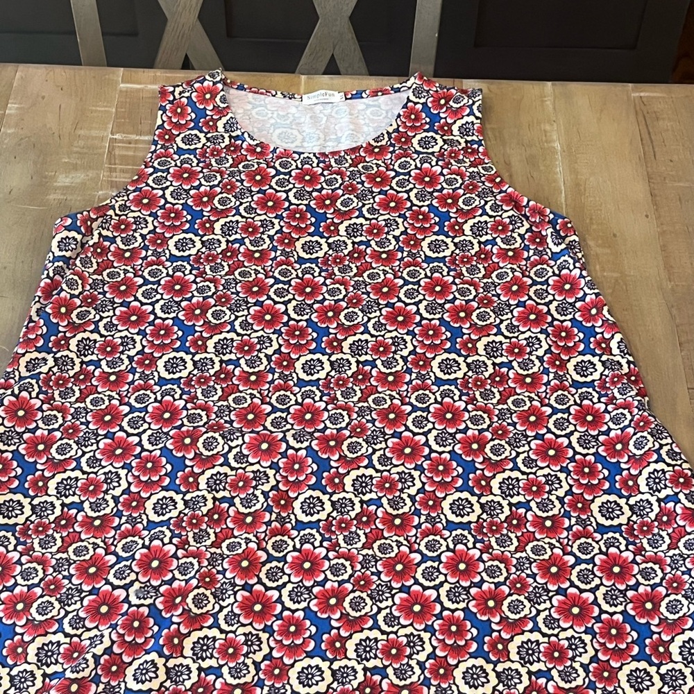 SimpleFun Floral Trim Dress- Red, Blue & White - perfect bathing coverup